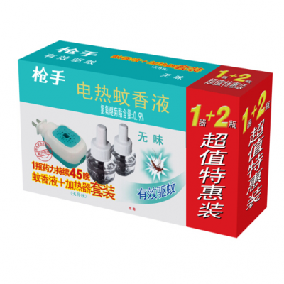 枪手(GUNNER) 蚊香液电热蚊香液蚊不叮 加热器+2瓶套装无味电蚊香液驱蚊水 1盒